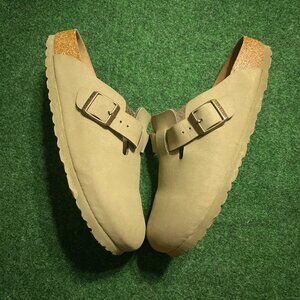 Birkenstock Women’s Boston Soft Footbed Suede Clogs US 7.5 EU 38 Olive-Green